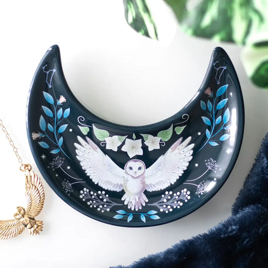 Crescent Moon Owl Trinket Dish